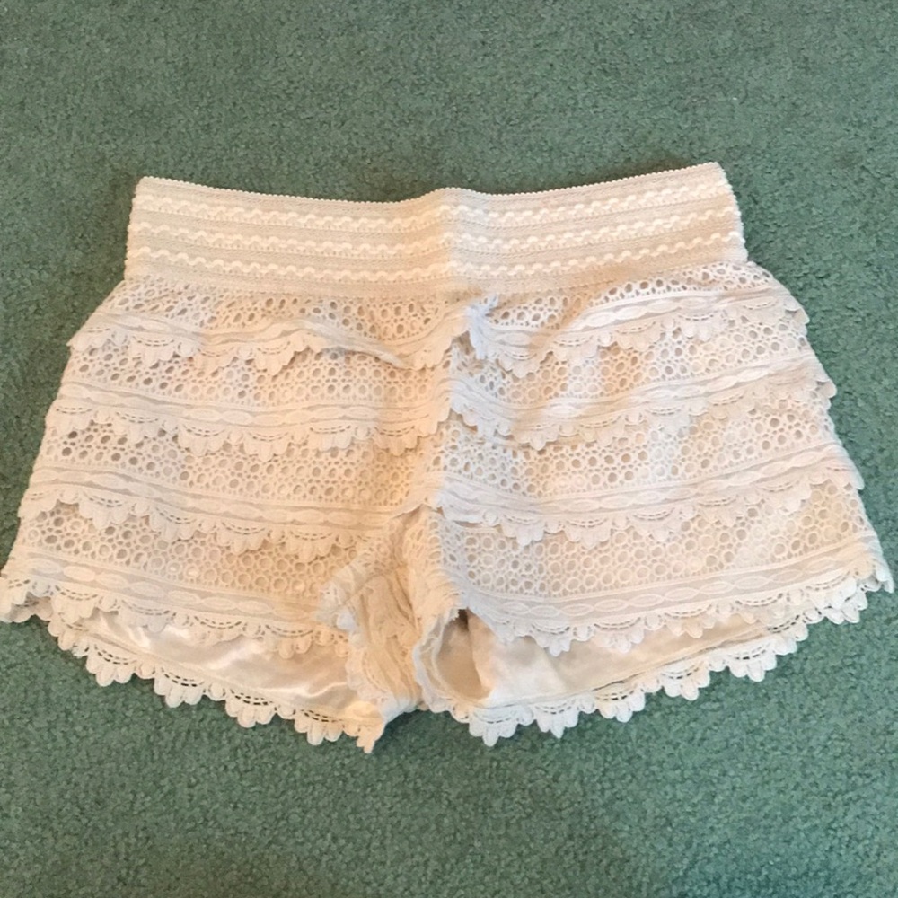 Cream crocheted shorts